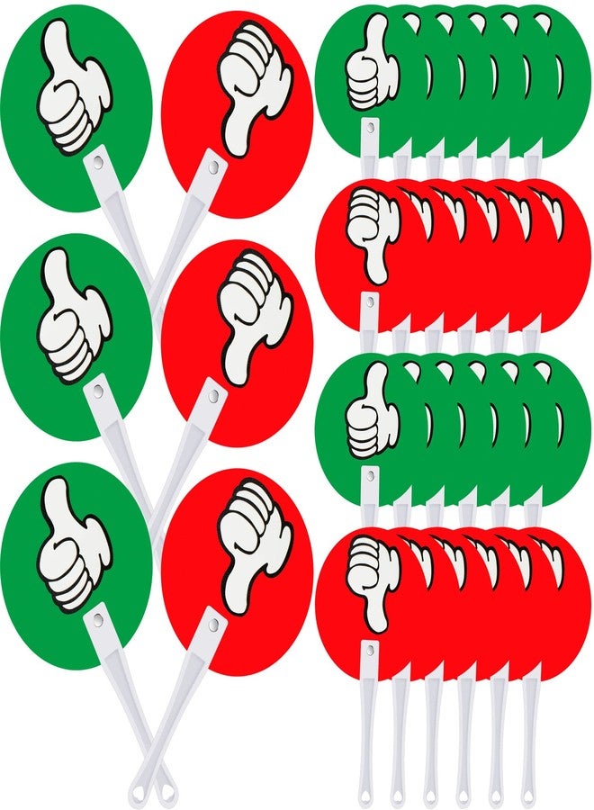 Macarrie 30 Pack Thumbs up Thumbs Down Classroom Voting Paddles Handy Teacher Classroom Event Supplies Plastic Thumbs up Sign Green Red Yes or No Paddles True False Paddles for School Student - Image 1